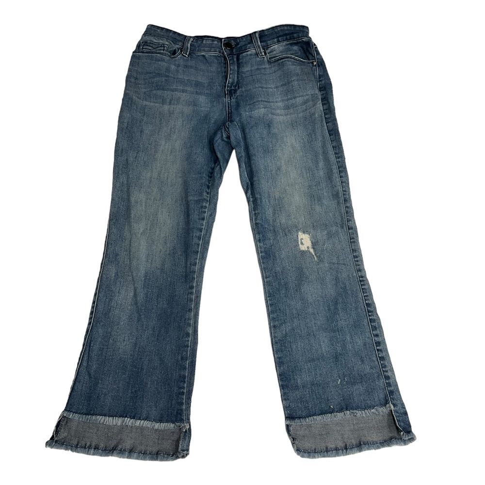 Kenneth Cole Women's‎ Distress Jess Crop Flare Jeans Size US 10 Blue Medium Wash